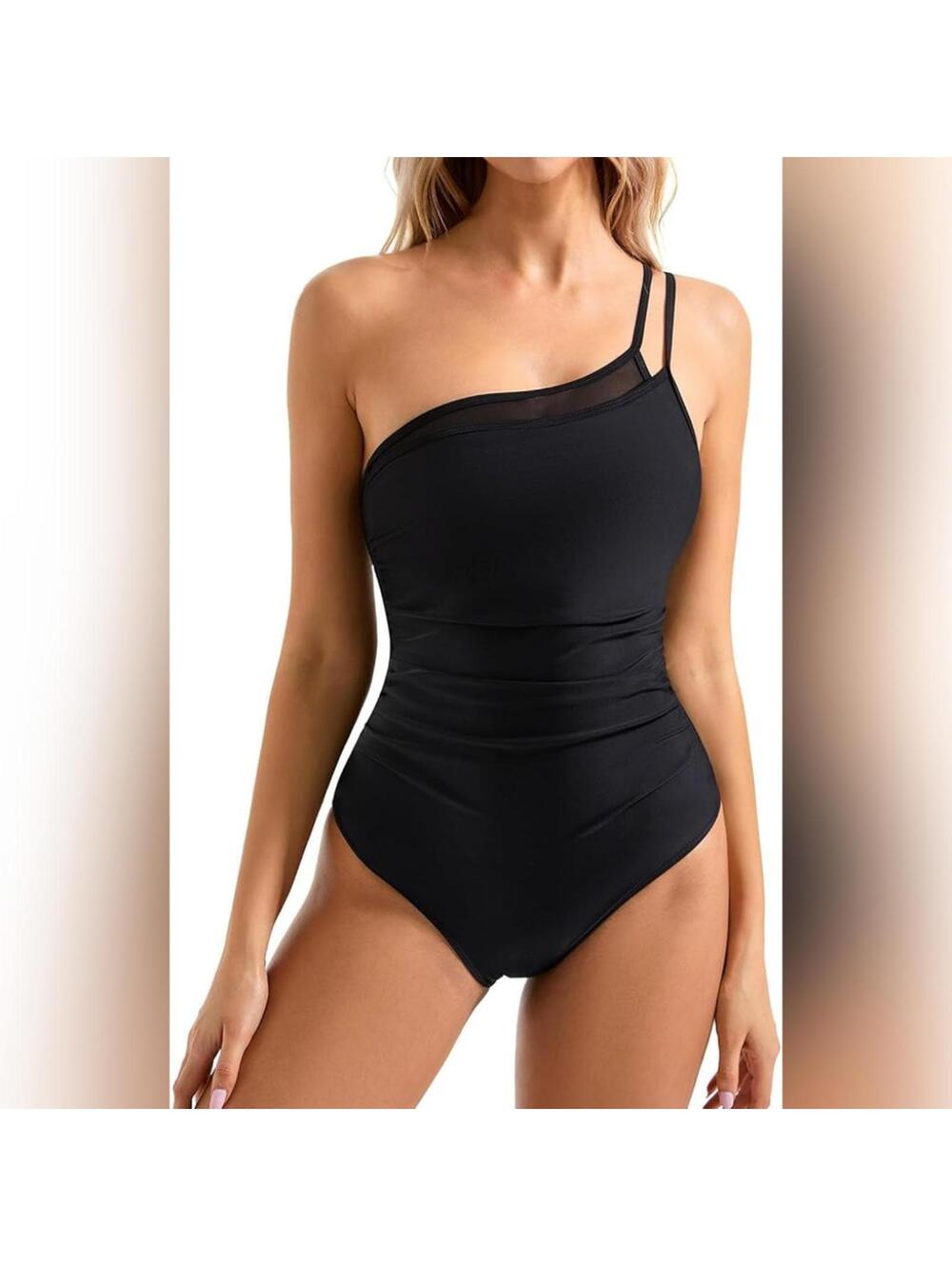 NWOT One Piece One Shoulder with Mesh On Top Swimsuit, Medium (6)